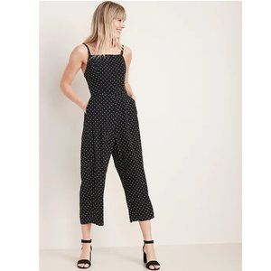 Polka Dot Square-Neck Cami Jumpsuit for Women XS